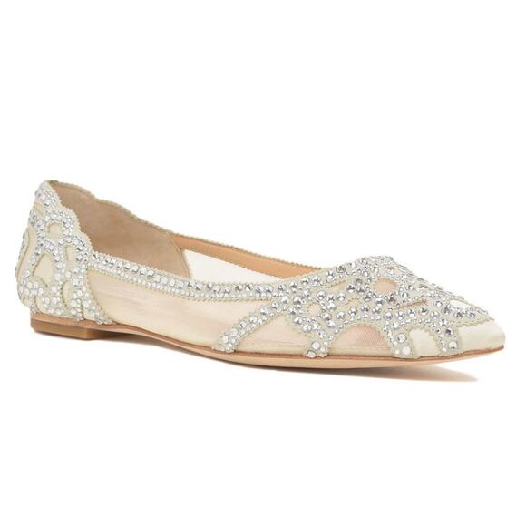 Badgley Mischka Shoes - BHLDN Badgley Mischka Gigi Ballet Slippers Bridal Sparkly Pointed Toe, Size 5